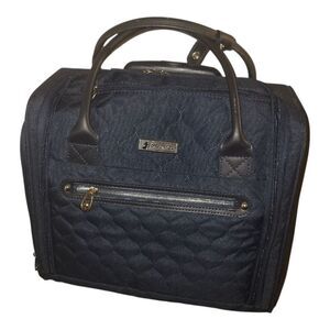 London Fog Calypso Carry On Luggage Travel Bag Suitcase Navy Blue
